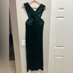 Dark Green Velvet Cross Neck Dress W/ Underwire - “Pretty Little Thing” Size 12
